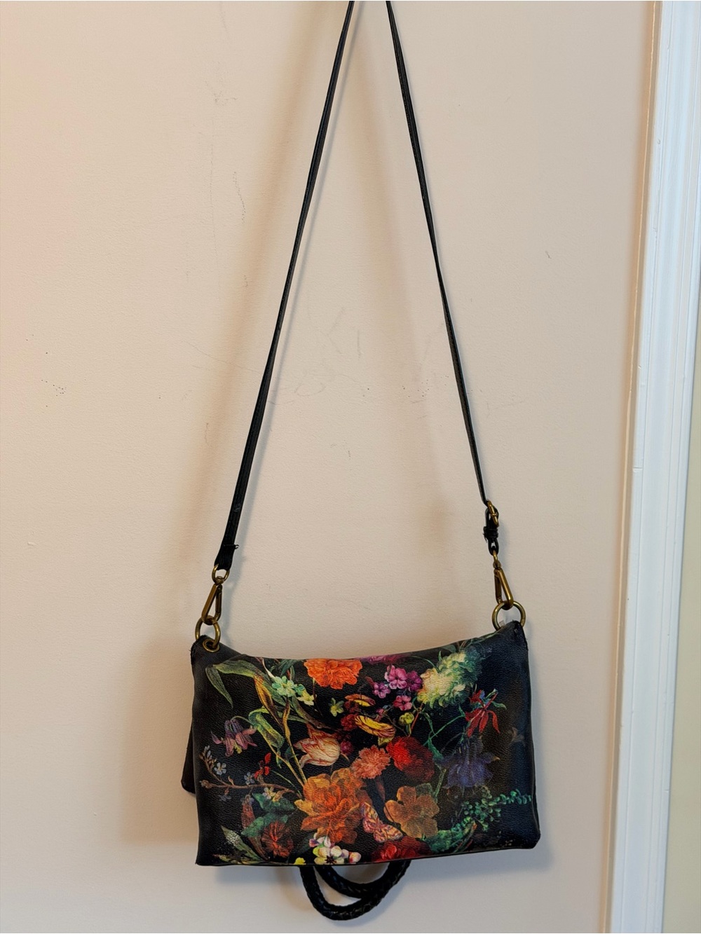 Elliott Lucca Black Floral Shoulder Tote with Gold Hardware - Picture 12 of 16